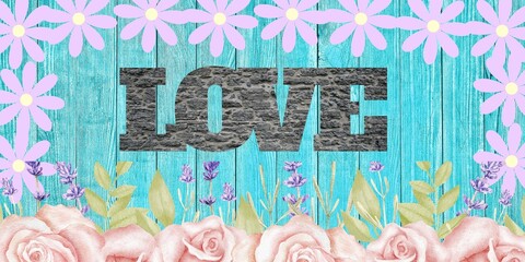 Wall Mural - happy birthday card with flowers