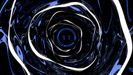 Poster - Flying inside sticky endless tunnel. Design. Slowly moving inside corridor with oval shapes.