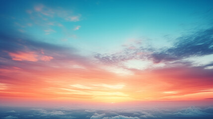 Wall Mural - abstract gradient sunrise in the sky with cloud and blue mix orange natural background.