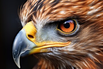 Close-up portrait of a red-tailed hawk Aquila chrysaetos, Beautiful Eagle, Golden eagle head detail, Aquila chrysaetos, AI Generated