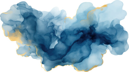 Wall Mural - blue gold watercolor background
