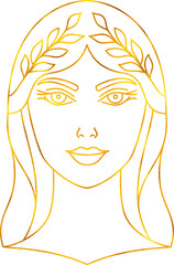 Sticker - Greek Goddess of Demeter in  line art style.