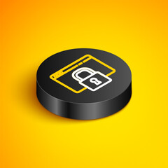 Poster - isometric line secure your site with https, ssl icon isolated on yellow background. internet communi