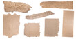 © John - Set of torn brown cardboard pieces isolated on transparent background