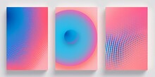 Abstract Gradient Background  Set. Minimalist Style Cover Template With Vibrant Color, Dot Pattern, Halftone Collection. Ideal Design For Social, Generative AI