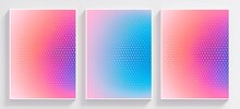 Abstract Gradient Background  Set. Minimalist Style Cover Template With Vibrant Color, Dot Pattern, Halftone Collection. Ideal Design For Social, Generative AI