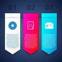 Poster - Set Safe, Tablet with exclamation mark and Identification badge. Business infographic template. Vector