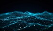 © Media Masterpieces - Data technology futuristic illustration. Wave of bright particles. Technological 3D landscape. Big data visualization. Network of dots connected by lines. Abstract digital background. 3d,Generative AI