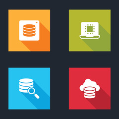 Poster - set server, data, processor cpu, and cloud database icon. vector