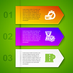 Poster - Set line Fast payments, Hourglass setting, Server and Old hourglass with sand. Business infographic template. Vector