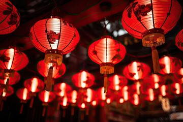 Wall Mural - Chinese lanterns. Japanese asian new year red lamps festival Chinese New Year Lanterns