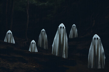 Wall Mural - Holiday celebration ghost horror fear evil halloween creepy costume spooky night dark scary