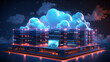 cloud computing concept with 3d cloud computing system