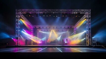 Wall Mural - a stage with a group of people on it and a stage with lights