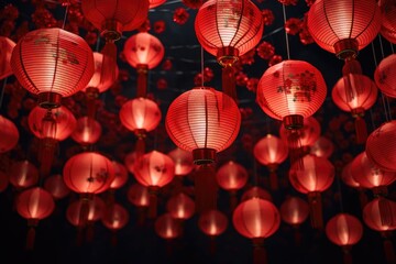 Wall Mural - Chinese lanterns. Japanese asian new year red lamps festival Chinese New Year Lanterns