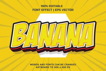 Wall Mural - Banana 3d editable vector text style effect