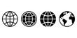 World icons set. Earth icon collection. Globes with world maps symbol. Globe shape line. World planet icon