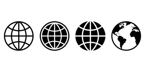 Poster - World icons set. Earth icon collection. Globes with world maps symbol. Globe shape line. World planet icon