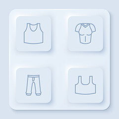 Poster - Set line Undershirt, T-shirt, Pants and . White square button. Vector