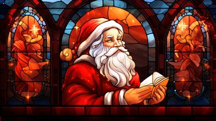 Wall Mural - Santa clause, christmas, Stained glass window