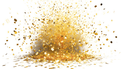Poster - Festive golden confetti explosion on a transparent background, celebration concept. Generative AI