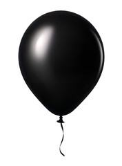 Poster - Closeup of a single black balloon with a smooth, reflective surface on a transparent background. Generative AI
