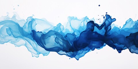 Wall Mural - blue watercolor paint splatter with white background, colorful ink wash paintings, light indigo and dark black, group