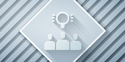 Poster - Paper cut Project team base icon isolated on grey background. Business analysis and planning, consulting, team work, project management. Paper art style. Vector