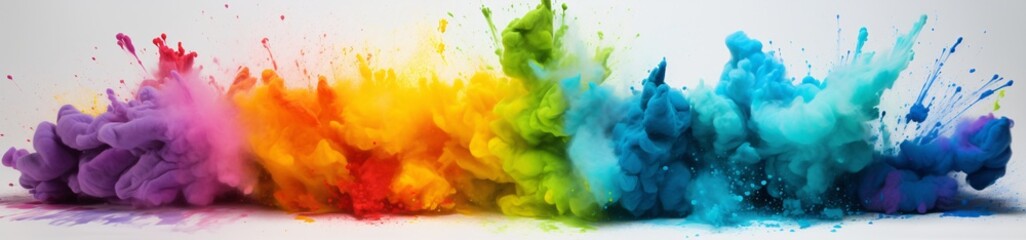 rainbow colored powder is spray painted on the background of white background impressionist collages