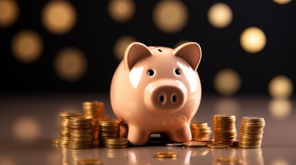 Aufkleber - Piggybank and money tower.