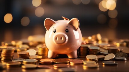 Aufkleber - Piggybank and money tower.