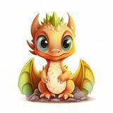 Fototapeta Dinusie - Hatchling Baby Dragon Clipart isolated on white background