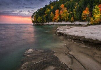 Wall Mural - Great Lakes Glow: Michigan's Pictured Rocks National Lakeshore.