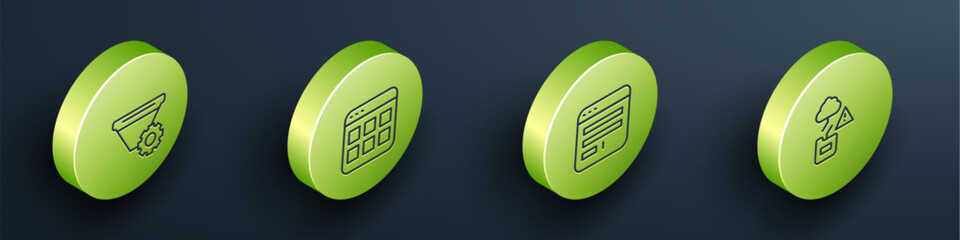 Aufkleber - Set Isometric line Filter setting, Browser files, window and Cloud technology data transfer icon. Vector