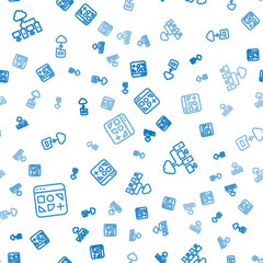 Poster - Set line Different files, Computer network and Cloud technology data transfer on seamless pattern. Vector