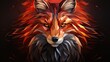 low poly red fox face logo for design company