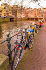 Sticker - View of an Amsterdam canal and bicycles