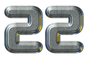Poster - Silver metallic number 22 isolated on transparent background for education concept