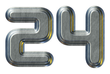 Poster - Silver metallic number 24 isolated on transparent background for education concept
