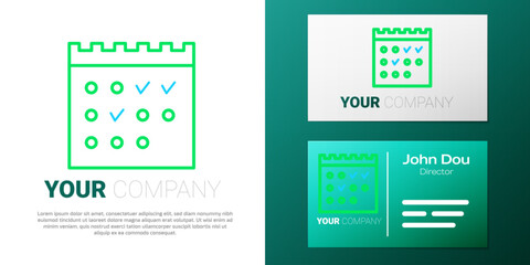 Poster - Line Hotel booking calendar icon isolated on white background. Colorful outline concept. Vector