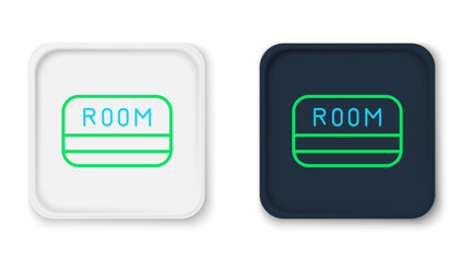 Poster - Line Hotel key card from the room icon isolated on white background. Access control. Touch sensor. System safety, protection. Colorful outline concept. Vector