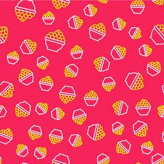 Sticker - Line Caviar icon isolated seamless pattern on red background. Vector