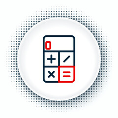 Poster - Line Calculator icon isolated on white background. Accounting symbol. Business calculations mathematics education and finance. Colorful outline concept. Vector
