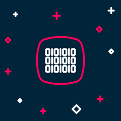 Poster - Line Binary code icon isolated on blue background. Colorful outline concept. Vector