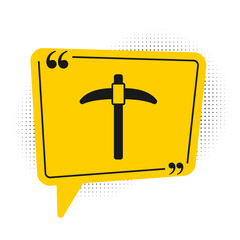 Sticker - Black Pickaxe icon isolated on white background. Yellow speech bubble symbol. Vector