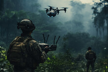 Soldiers Are Using Drone For Scouting During Military Operation