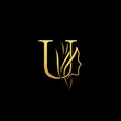 gold colored initial u combined with female face indicating beauty use for salon, hair, business, logo, design, vector, company, branding, and more