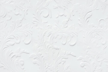 Seamless Ornate Plaster Relief. Seamless floral pattern on a white plaster wall evoking elegance and classic design