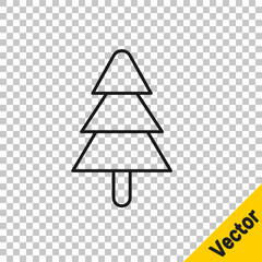 Sticker - Black line Tree icon isolated on transparent background. Forest symbol. Vector