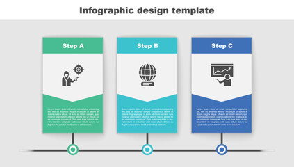 Canvas Print - Set Marketing target strategy, Worldwide and Training, presentation. Business infographic template. Vector